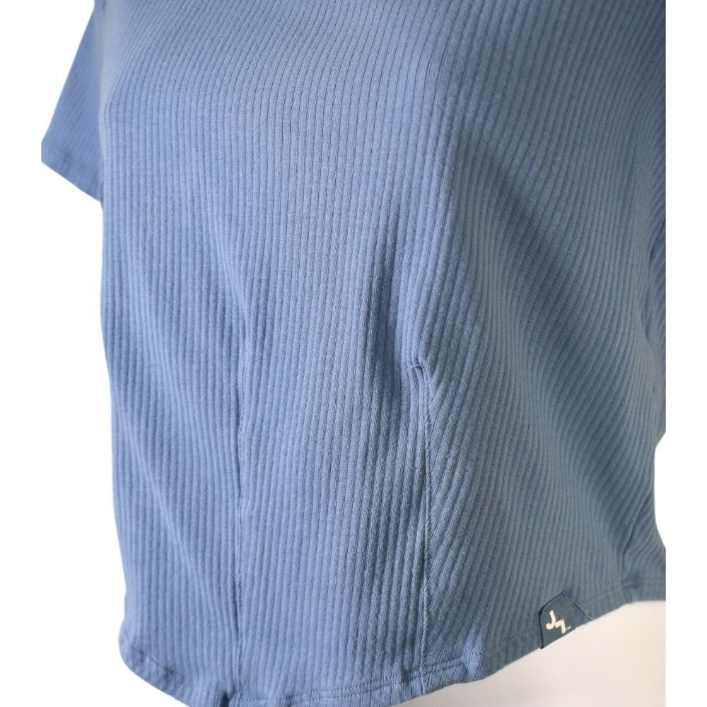 JoyLab Blue Ribbed Crop Top Tee Short Sleeve Activewear Medium Casual - Picture 4 of 6